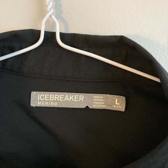 Icebreaker Men’s Button Up Shirt Merino Wool Black Size Large - Picture 3 of 8